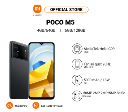 Điện thoại Xiaomi POCO M5 4GB+64GB/6GB+128GB | Pin 5000mAh | MediaTek Helio G99